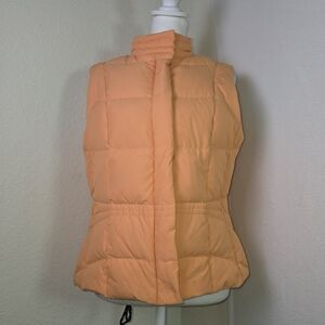 Lilly Pulitzer Peach Puffer Down Vest Floral Print Lining Coastal Prep Sz M